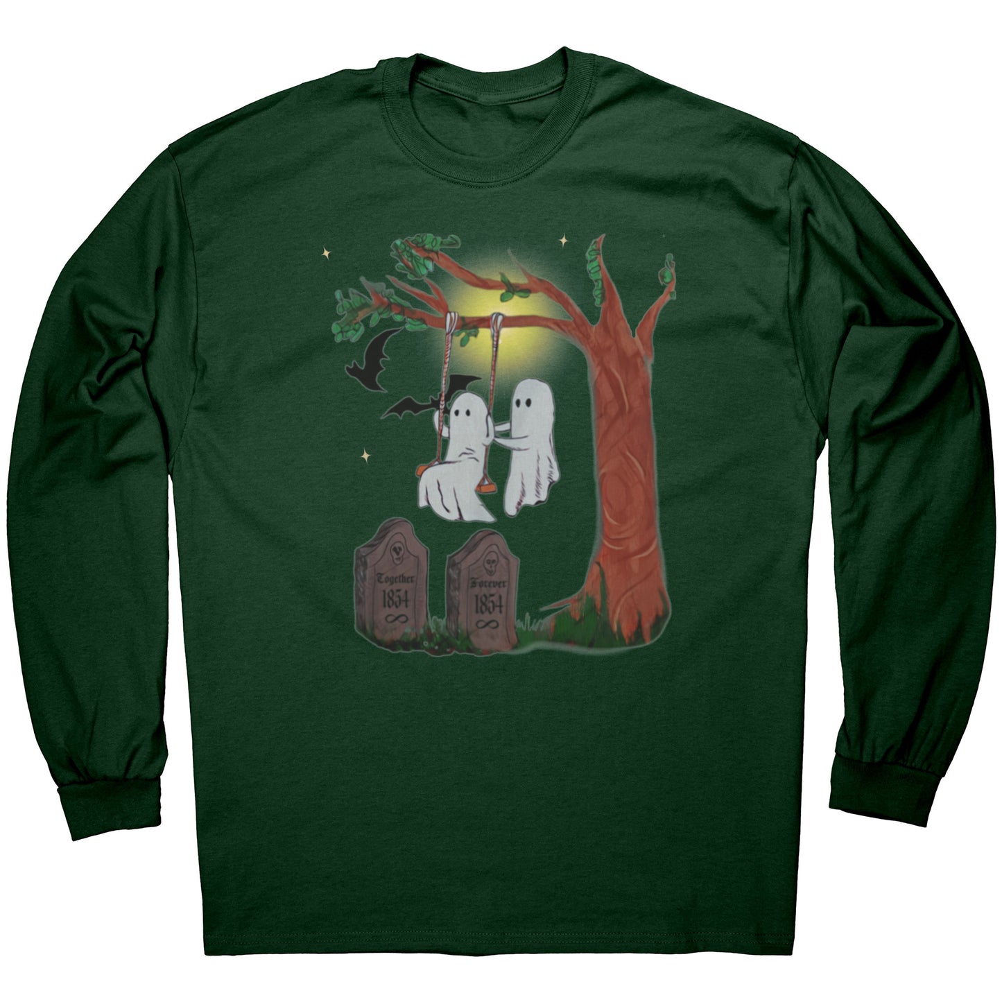 Swinging in the Graveyard Ghost Soulmates' Together Forever Long Sleeve Tee T-Shirt