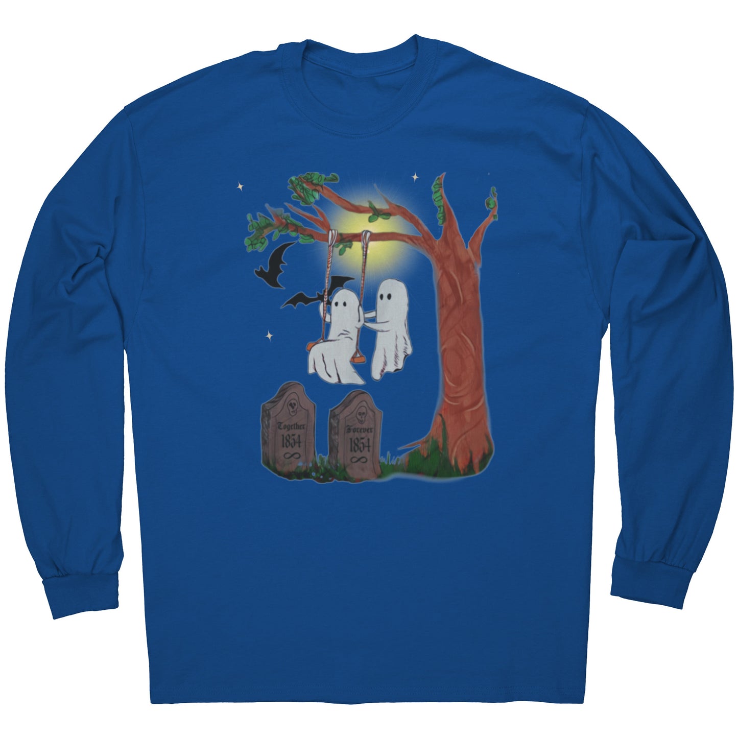 Swinging in the Graveyard Ghost Soulmates' Together Forever Long Sleeve Tee T-Shirt