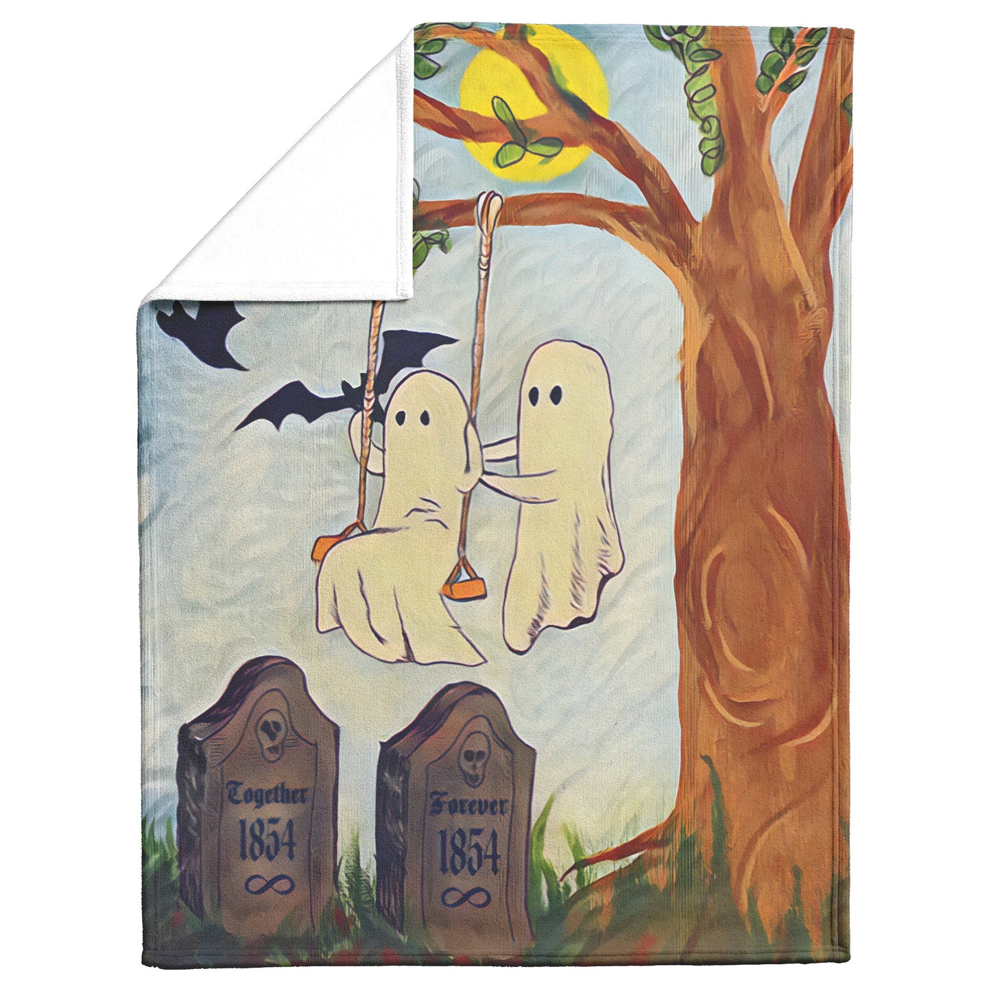 Swinging in the Graveyard Ghost Soulmates' Together Forever Blanket