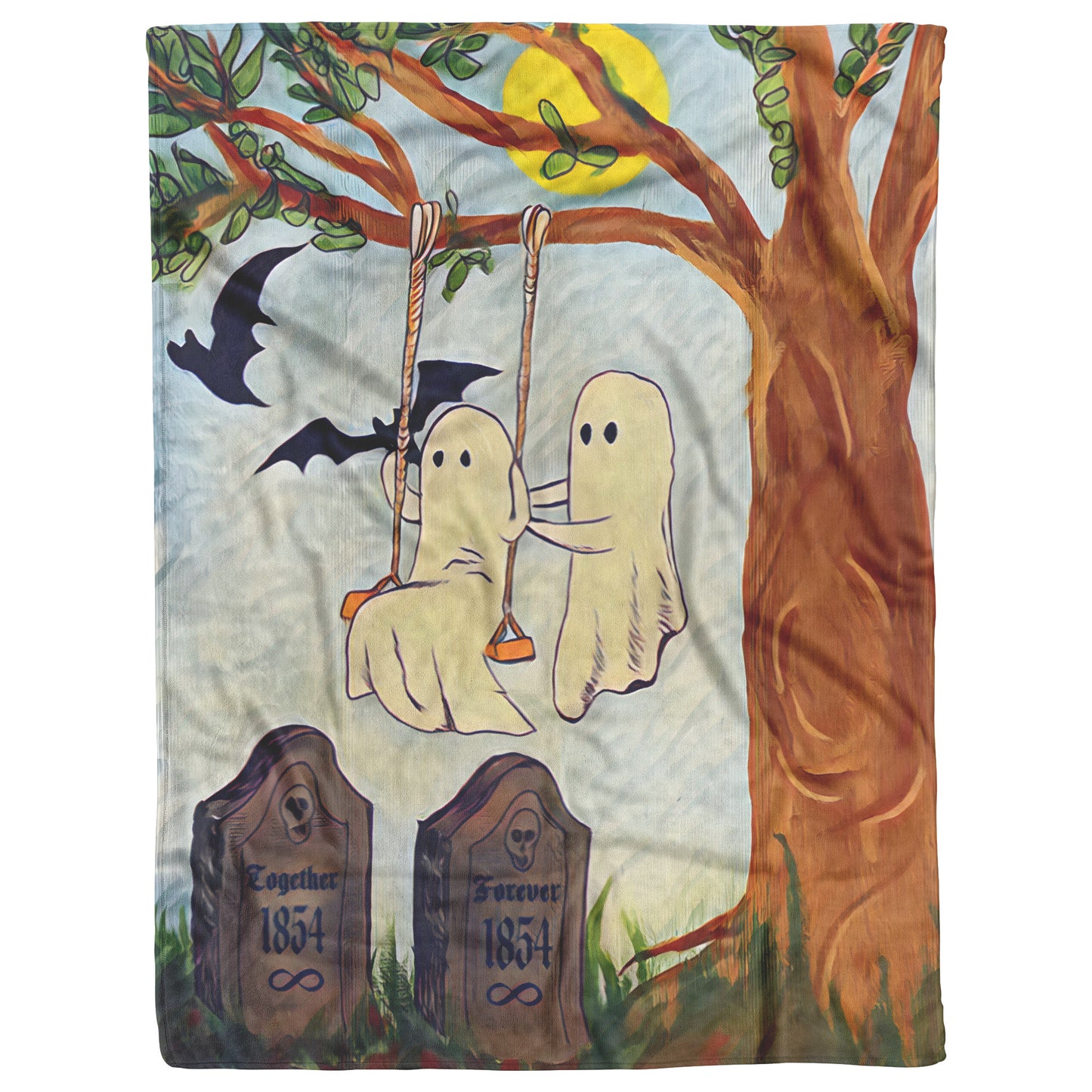 Swinging in the Graveyard Ghost Soulmates' Together Forever Blanket