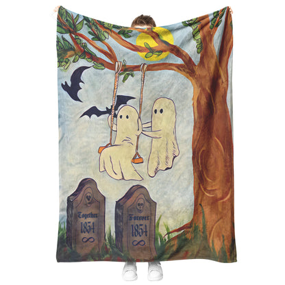 Swinging in the Graveyard Ghost Soulmates' Together Forever Blanket