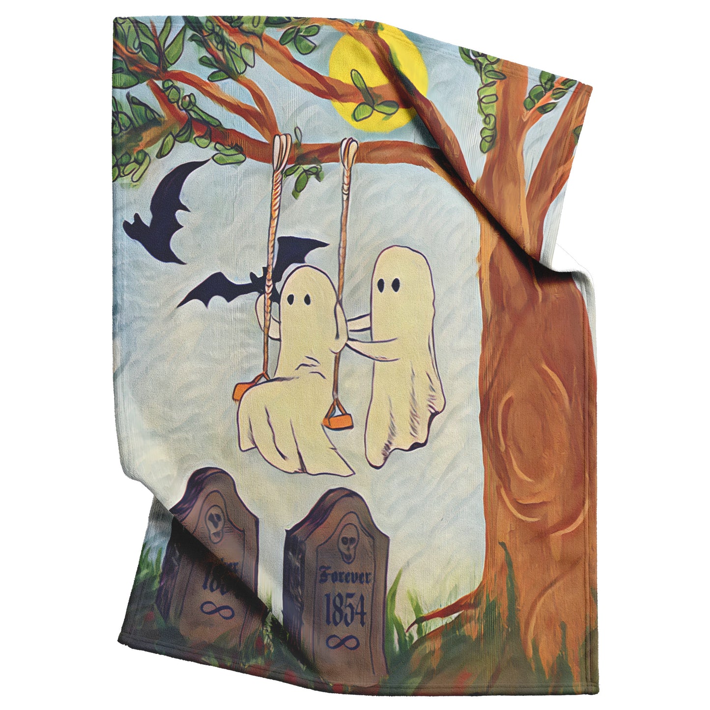 Swinging in the Graveyard Ghost Soulmates' Together Forever Blanket
