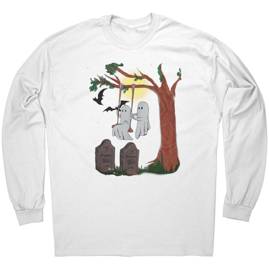 Swinging in the Graveyard Ghost Soulmates' Together Forever Long Sleeve Tee T-Shirt